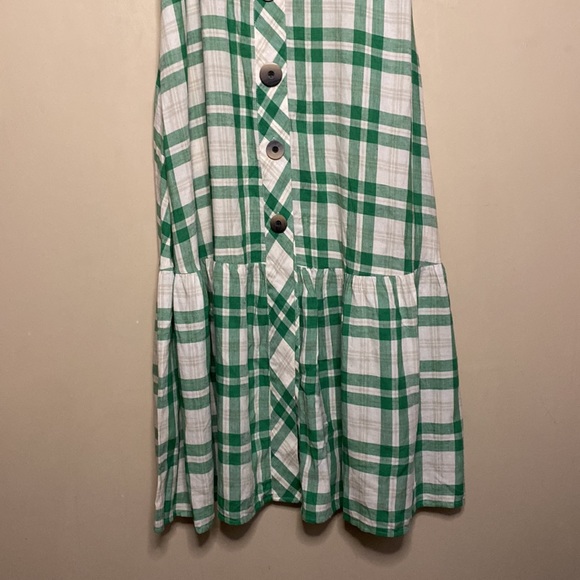 ZARA Green Checkered Tie Straps with Buttons Dress - Picture 9 of 11